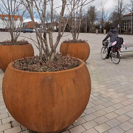 Pot de fleur en acier Corten, grande jardinière verticale, bordure de jardin en acier Corten, jardinière ronde en acier Corten