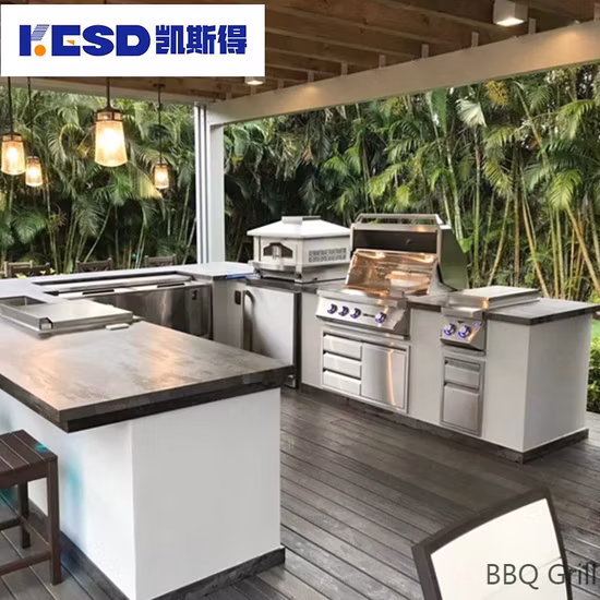Îlot de cuisine barbecue extérieur de luxe intégré avec 304ss